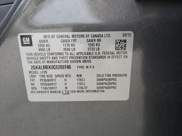 Photo 14 from auction – 2012 GMC TERRAIN SL with VIN 2GKALMEK0C6289748