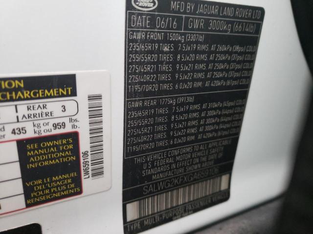 Photo 14 from auction – 2016 LAND ROVER RANGE ROVE with VIN SALWG2KFXGA659106
