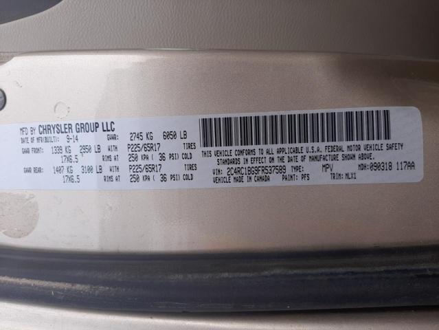 Photo 10 from auction – 2015 CHRYSLER TOWN & COU with VIN 2C4RC1BG9FR537589