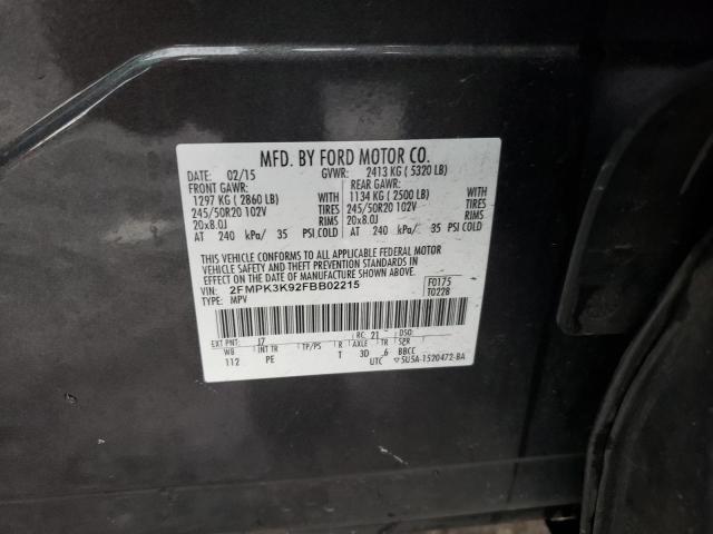 Photo 14 from auction – 2015 FORD EDGE TITAN with VIN 2FMPK3K92FBB02215