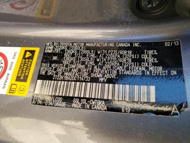 Photo 14 from auction – 2013 LEXUS RX 350 with VIN 2T2ZK1BA2DC114733