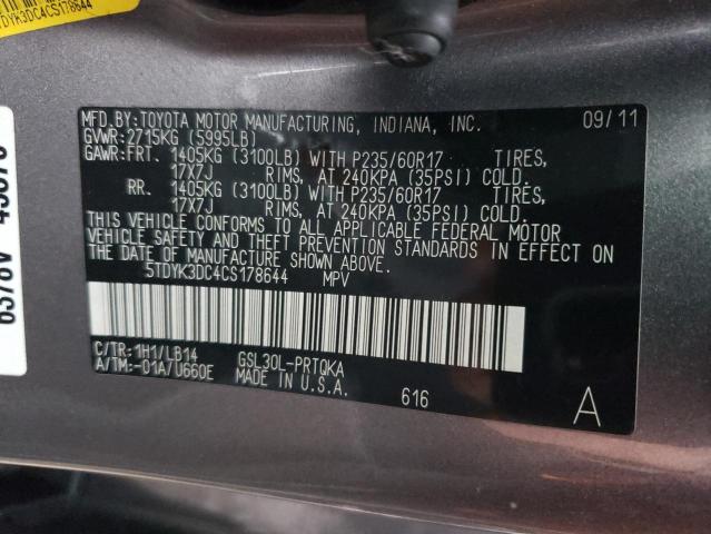 Photo 14 from auction – 2012 TOYOTA SIENNA XLE with VIN 5TDYK3DC4CS178644