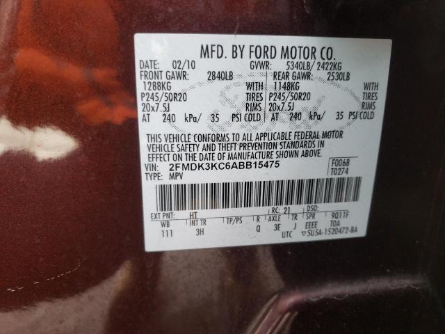 Photo 14 from auction – 2010 FORD EDGE LIMIT with VIN 2FMDK3KC6ABB15475