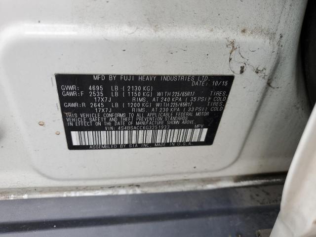 Photo 14 from auction – 2016 SUBARU OUTBACK 2. with VIN 4S4BSACC6G3251933