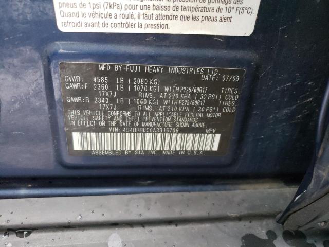 Photo 14 from auction – 2010 SUBARU OUTBACK 2. with VIN 4S4BRBKC0A3316706