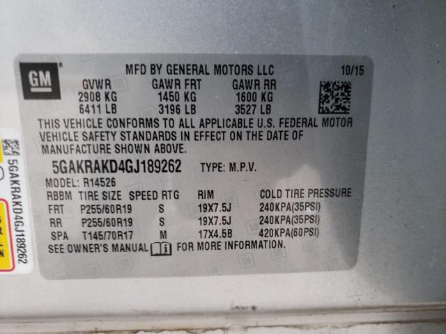 Photo 14 from auction – 2016 BUICK ENCLAVE with VIN 5GAKRAKD4GJ189262