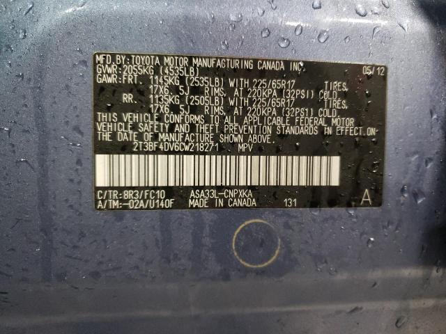 Photo 14 from auction – 2012 TOYOTA RAV4 with VIN 2T3BF4DV6CW218271