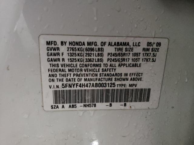 Photo 14 from auction – 2010 HONDA PILOT EX with VIN 5FNYF4H47AB003125