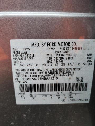 Foto 14 de la subasta – 2022 FORD EDGE SEL con VIN 2FMPK4J98NBA41216