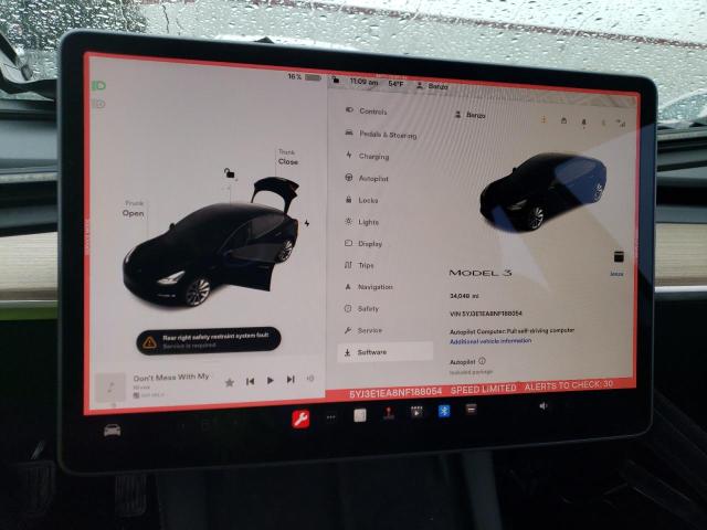 Photo 9 from auction – 2022 TESLA MODEL 3 with VIN 5YJ3E1EA8NF188054