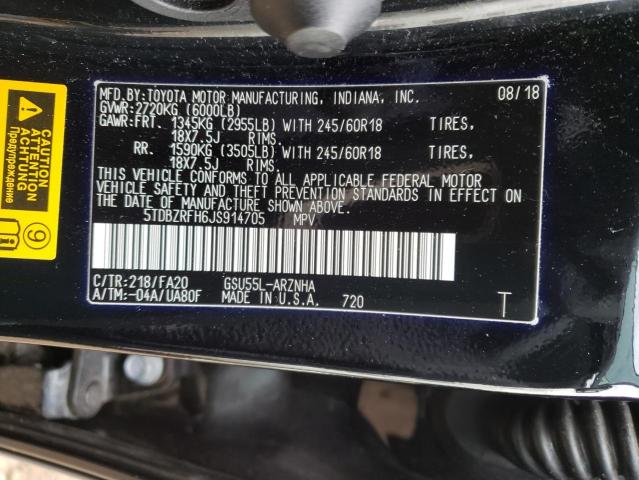 Photo 14 from auction – 2018 TOYOTA HIGHLANDER with VIN 5TDBZRFH6JS914705
