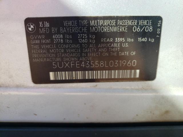 Photo 14 from auction – 2008 BMW X5 3.0I with VIN 5UXFE43558L031960
