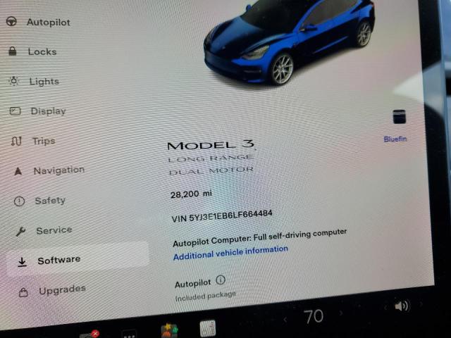 Photo 9 from auction – 2020 TESLA MODEL 3 with VIN 5YJ3E1EB6LF664484