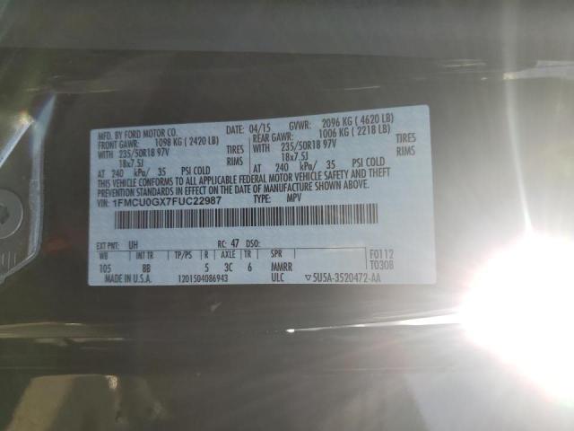 Photo 14 from auction – 2015 FORD ESCAPE SE with VIN 1FMCU0GX7FUC22987