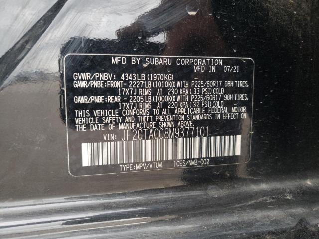 Photo 14 from auction – 2021 SUBARU CROSSTREK with VIN JF2GTACC8M9377101
