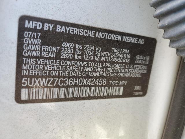 Photo 14 from auction – 2017 BMW X3 SDRIVE2 with VIN 5UXWZ7C36H0X42458