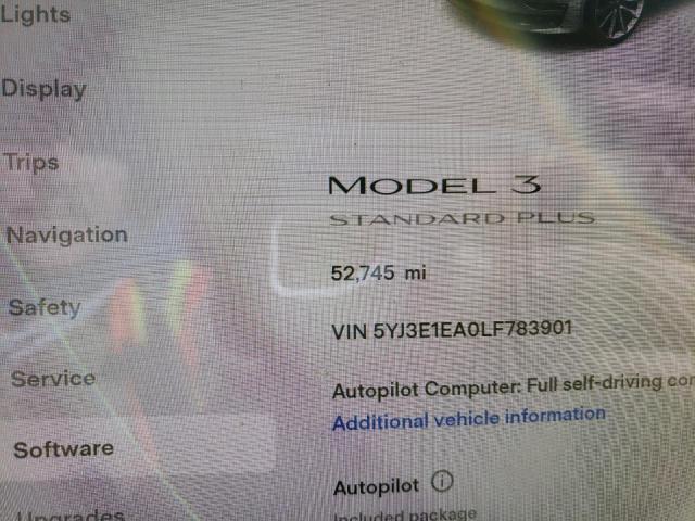 Photo 9 from auction – 2020 TESLA MODEL 3 with VIN 5YJ3E1EA0LF783901