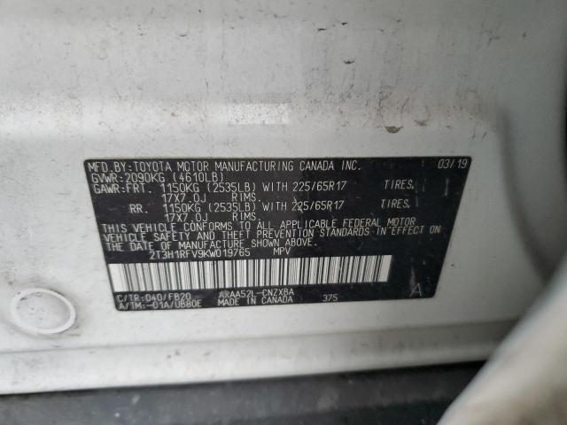 Photo 14 from auction – 2019 TOYOTA RAV4 LE with VIN 2T3H1RFV9KW019765