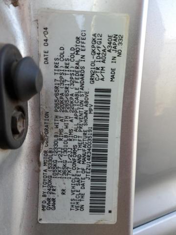Photo 14 from auction – 2004 TOYOTA 4RUNNER SR with VIN JTEZU14R340035191