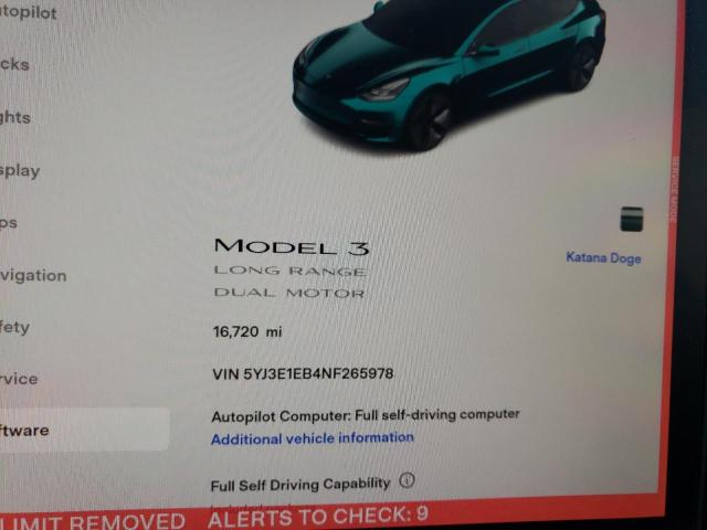 Photo 9 from auction – 2022 TESLA MODEL 3 with VIN 5YJ3E1EB4NF265978