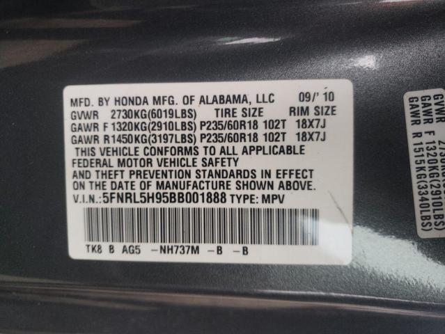 Photo 14 from auction – 2011 HONDA ODYSSEY TO with VIN 5FNRL5H95BB001888