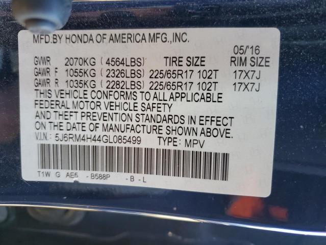 Photo 14 from auction – 2016 HONDA CR-V SE with VIN 5J6RM4H44GL085499