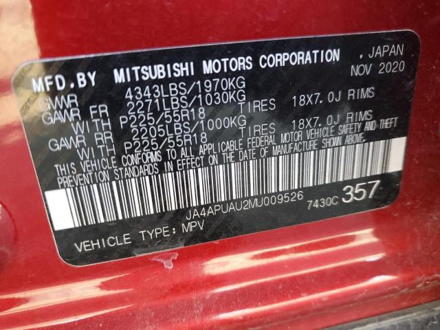 Photo 14 from auction – 2021 MITSUBISHI OUTLANDER with VIN JA4APUAU2MU009526