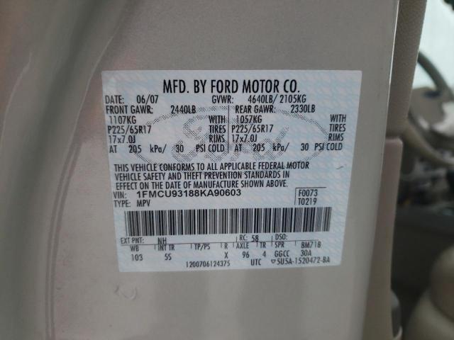Photo 14 from auction – 2008 FORD ESCAPE XLT with VIN 1FMCU93188KA90603