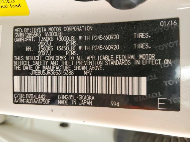 Photo 14 from auction – 2016 TOYOTA 4RUNNER with VIN JTEBU5JR3G5315388