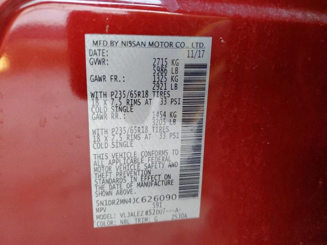 Photo 14 from auction – 2018 NISSAN PATHFINDER with VIN 5N1DR2MN4JC626090