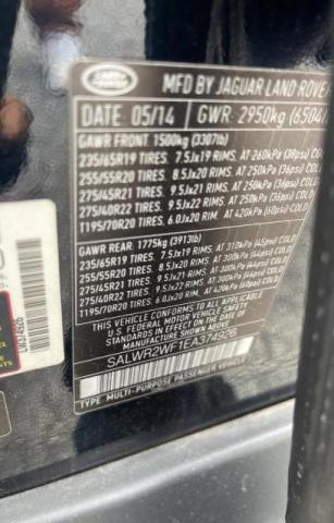 Photo 10 from auction – 2014 LAND ROVER RANGE ROVE with VIN SALWR2WF1EA374926