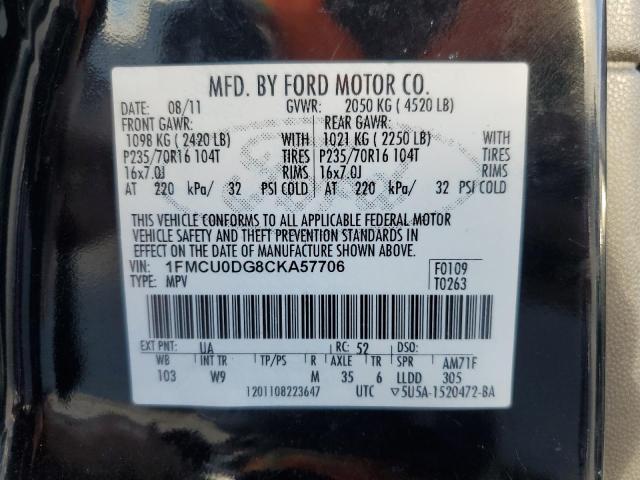 Photo 14 from auction – 2012 FORD ESCAPE XLT with VIN 1FMCU0DG8CKA57706