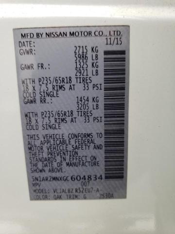 Photo 14 from auction – 2016 NISSAN PATHFINDER with VIN 5N1AR2MNXGC604834