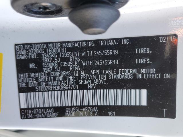 Photo 14 from auction – 2019 TOYOTA HIGHLANDER with VIN 5TDDZRFH3KS964701