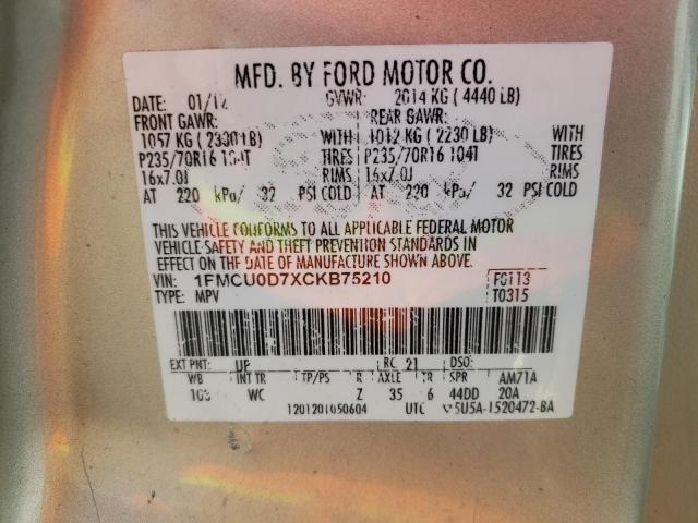 Foto 14 de la subasta – 2012 FORD ESCAPE XLT con VIN 1FMCU0D7XCKB75210