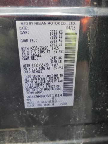 Photo 14 from auction – 2016 NISSAN PATHFINDER with VIN 5N1AR2MM9GC651814