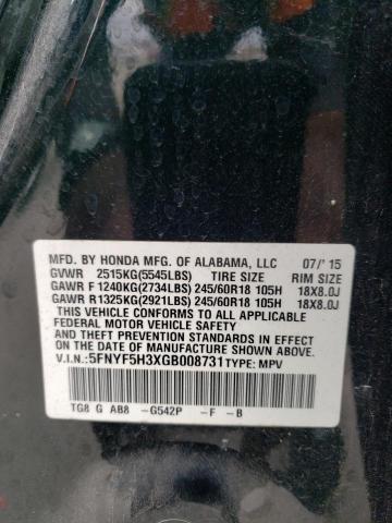 Photo 14 from auction – 2016 HONDA PILOT EX with VIN 5FNYF5H3XGB008731