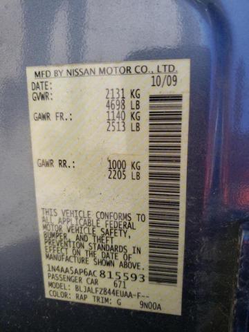 Photo 10 from auction – 2010 NISSAN MAXIMA S with VIN 1N4AA5AP6AC815593