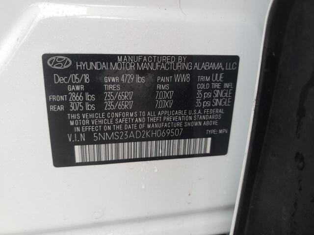 Photo 14 from auction – 2019 HYUNDAI SANTA FE S with VIN 5NMS23AD2KH069507