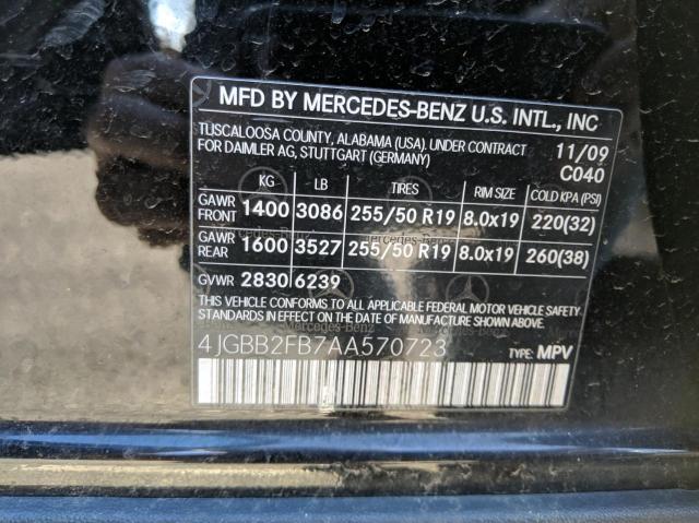 Photo 10 from auction – 2010 MERCEDES-BENZ ML 350 BLU with VIN 4JGBB2FB7AA570723