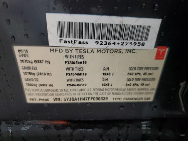 Photo 14 from auction – 2015 TESLA MODEL S P8 with VIN 5YJSA1H47FF090339