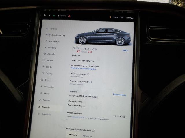 Photo 9 from auction – 2015 TESLA MODEL S P8 with VIN 5YJSA1H47FF090339