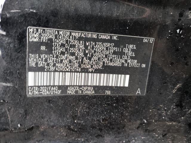 Photo 14 from auction – 2012 TOYOTA RAV4 with VIN 2T3BF4DV0CW210148
