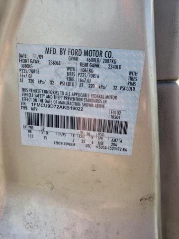 Photo 14 from auction – 2010 FORD ESCAPE XLT with VIN 1FMCU9D72AKB19022