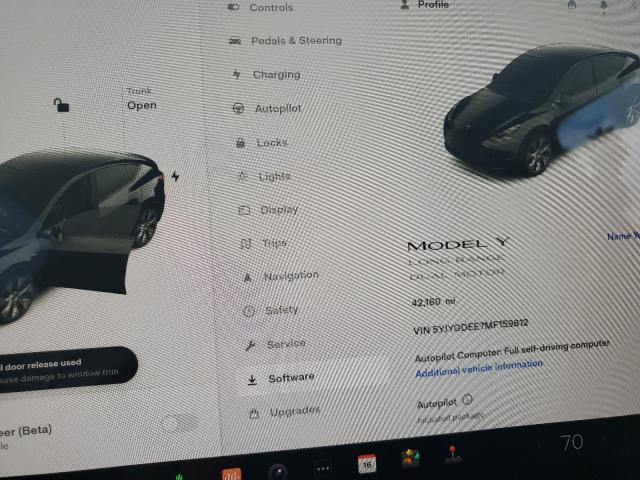 Photo 9 from auction – 2021 TESLA MODEL Y with VIN 5YJYGDEE7MF159812