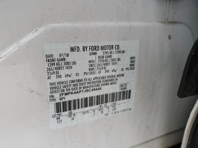 Photo 14 from auction – 2018 FORD EDGE SPORT with VIN 2FMPK4AP7JBC49449