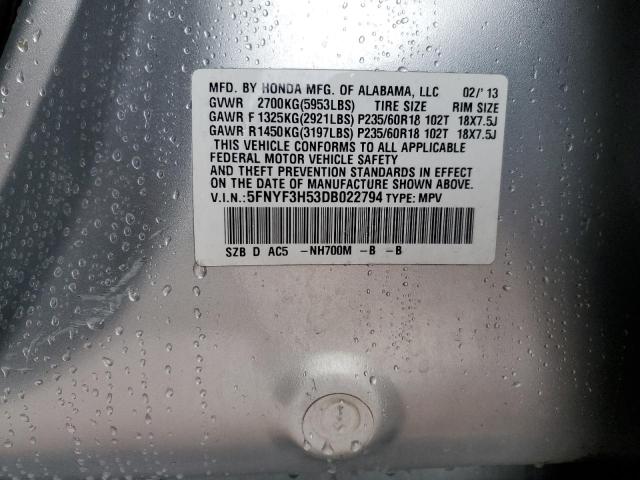 Photo 14 from auction – 2013 HONDA PILOT EXL with VIN 5FNYF3H53DB022794