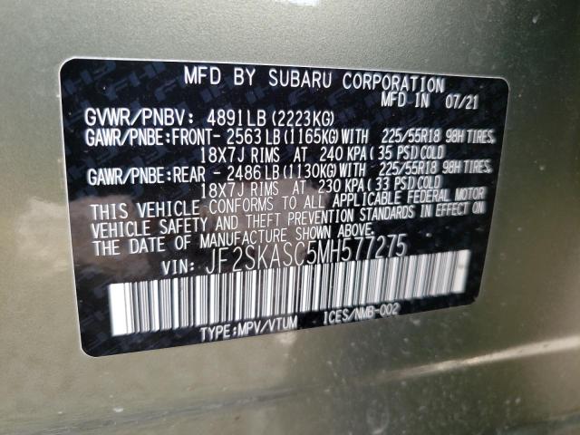 Photo 14 from auction – 2021 SUBARU FORESTER L with VIN JF2SKASC5MH577275