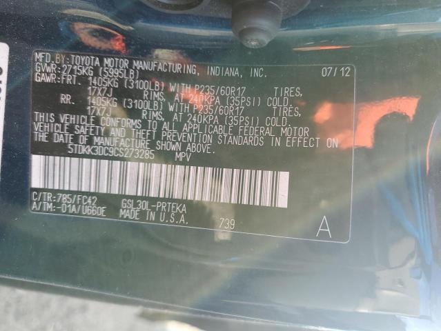 Photo 14 from auction – 2012 TOYOTA SIENNA LE with VIN 5TDKK3DC9CS273285