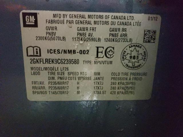 Photo 14 from auction – 2012 GMC TERRAIN SL with VIN 2GKFLREK9C6239580